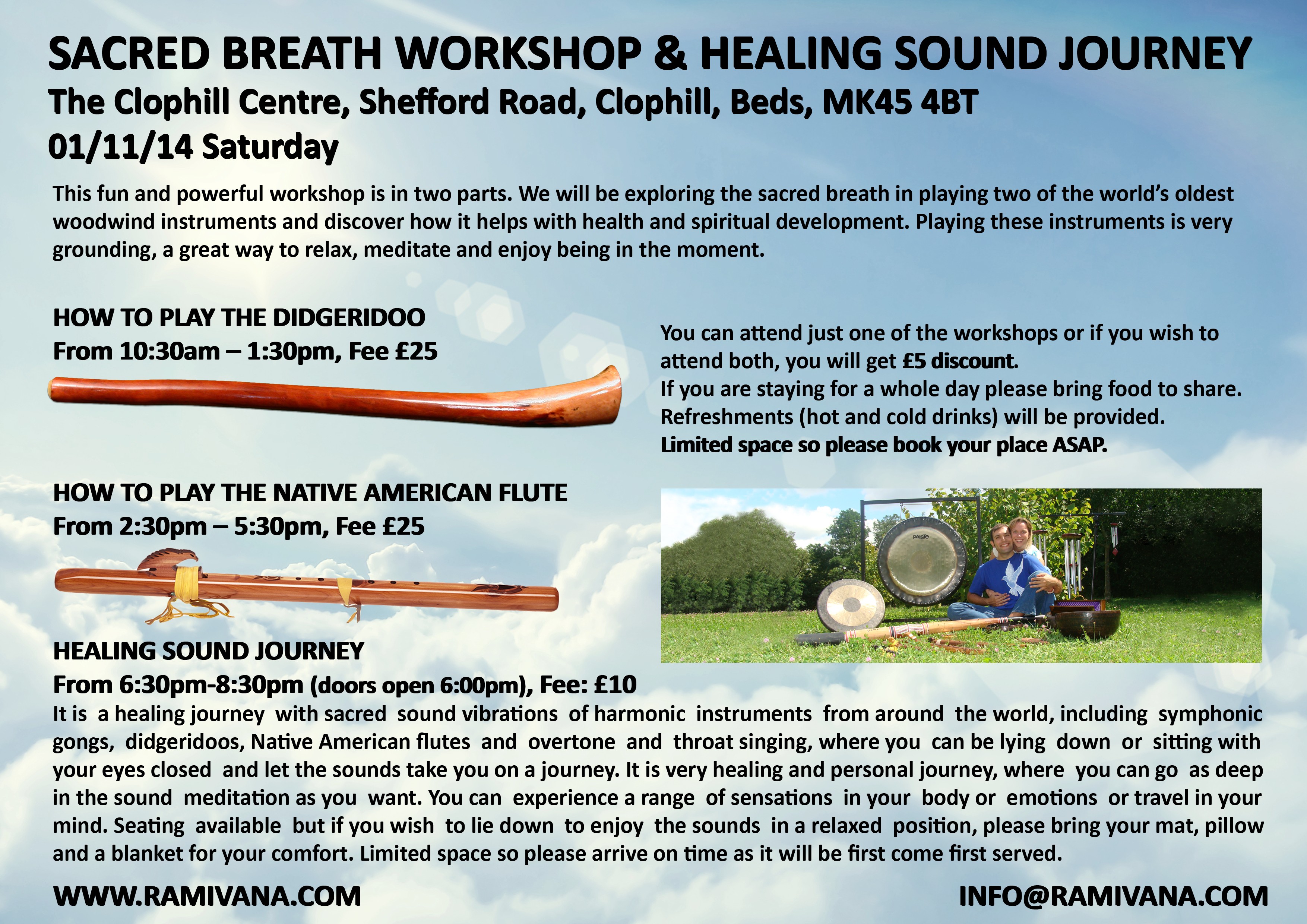 BEDFORDSHIRE - SACRED BREATH WORKSHOP HOW TO PLAY THE NATIVE AMERICAN FLUTE