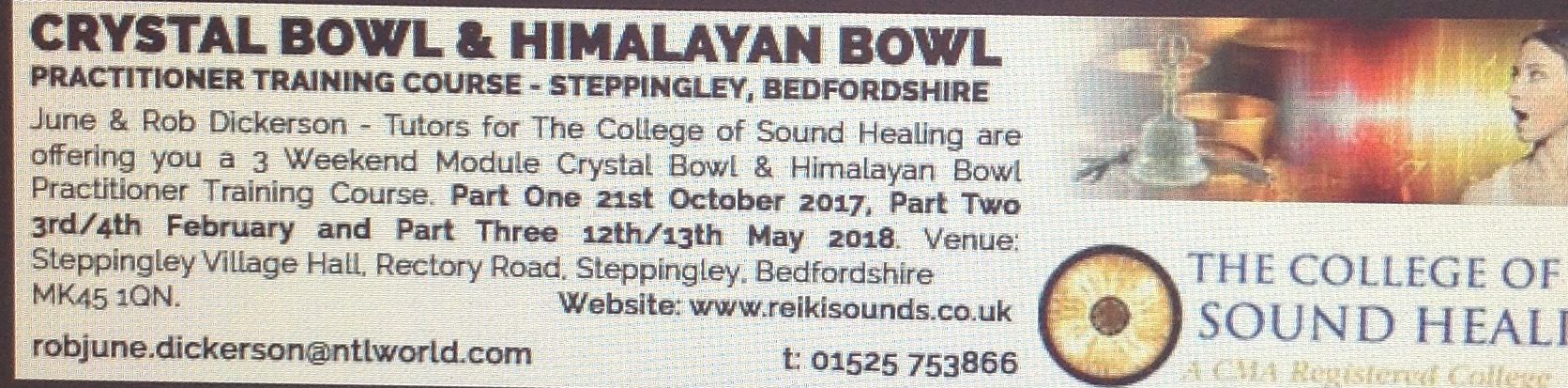 BEDFORDSHIRE - Crystal Bowl & Himalayan Bowl Practitioner Training Course Module