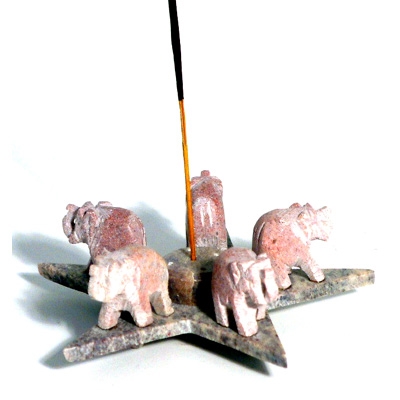 Star Soapstone Elephant Incense Burner