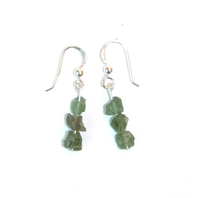Moldavite Earrings - Rough Stone