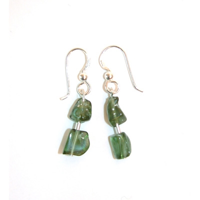 Moldavite Earrings - Polished Stone