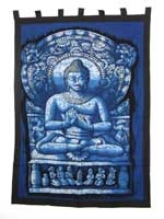 Batik Wall Hanging - Buddha - Medium - Blue