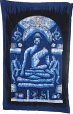 Batik Wall Hanging - Buddha - Small - Blue