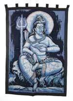 Batik Wall Hanging - Shiva - Medium - Blue