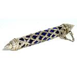Glass and Metal Incense Storage Tube - Blue