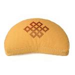 Cotton and Buckwheat Meditation Cushion - Half Moon - Tibetan Knot - Yellow