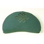Cotton and Buckwheat Meditation Cushion - Half Moon - Tibetan Knot - Green
