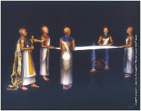 Priests sing to the gods in the Great Pyramid
