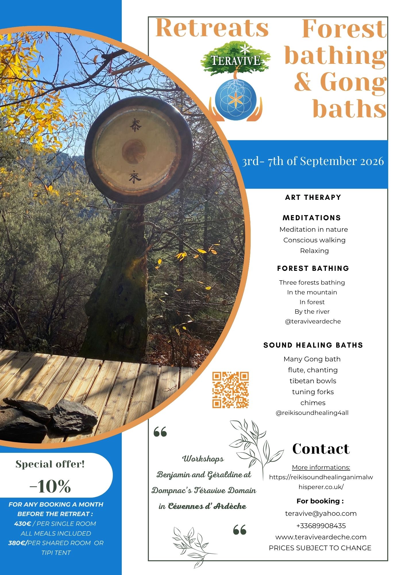 DOMPNAC, CÉVENNES D’ARDÈCHE  - FOREST BATHING AND GONG BATH RETREAT 