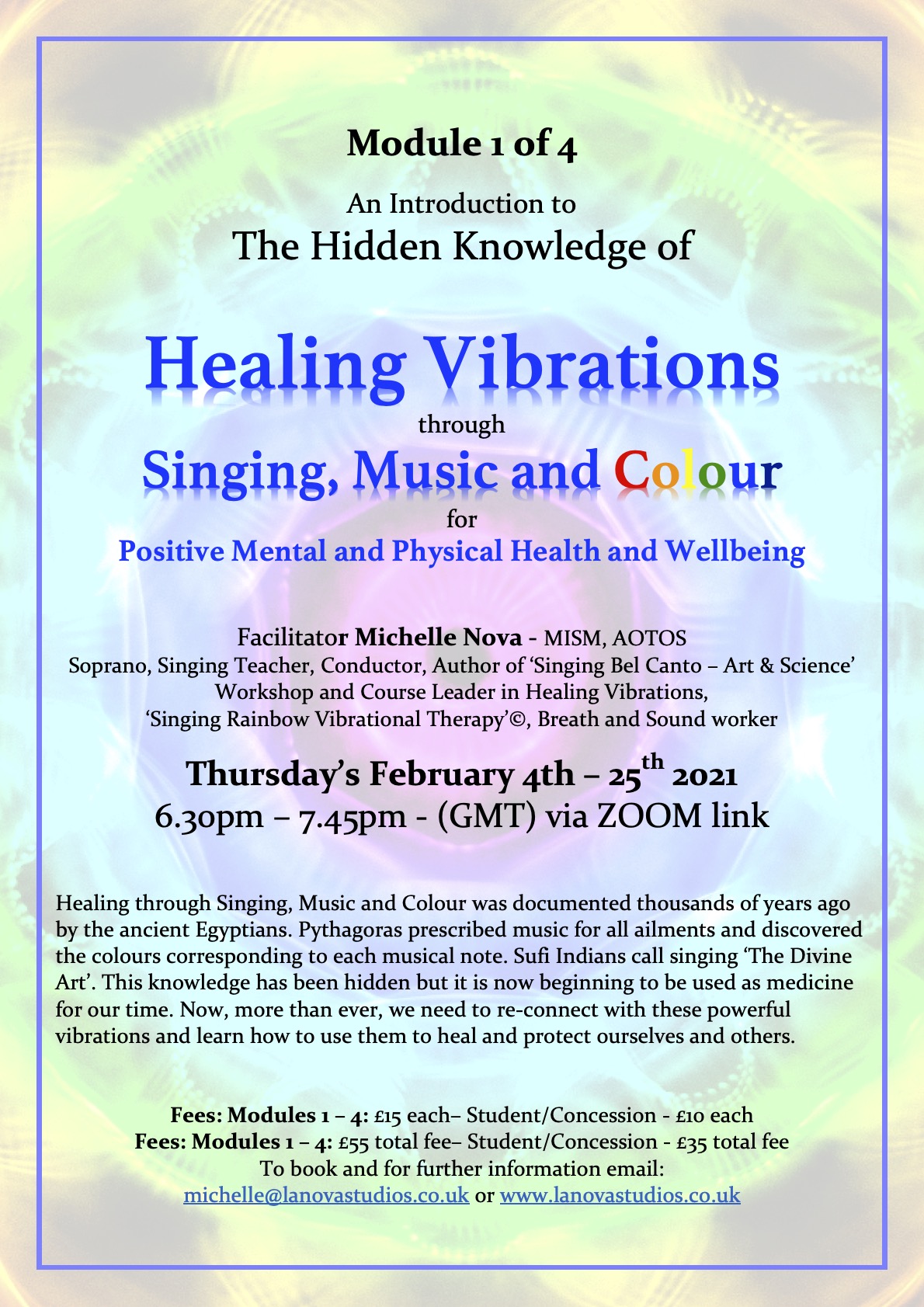 Hidden Knowledge of 'Healing Vibrations through Singing, Music & Colour,' for Po