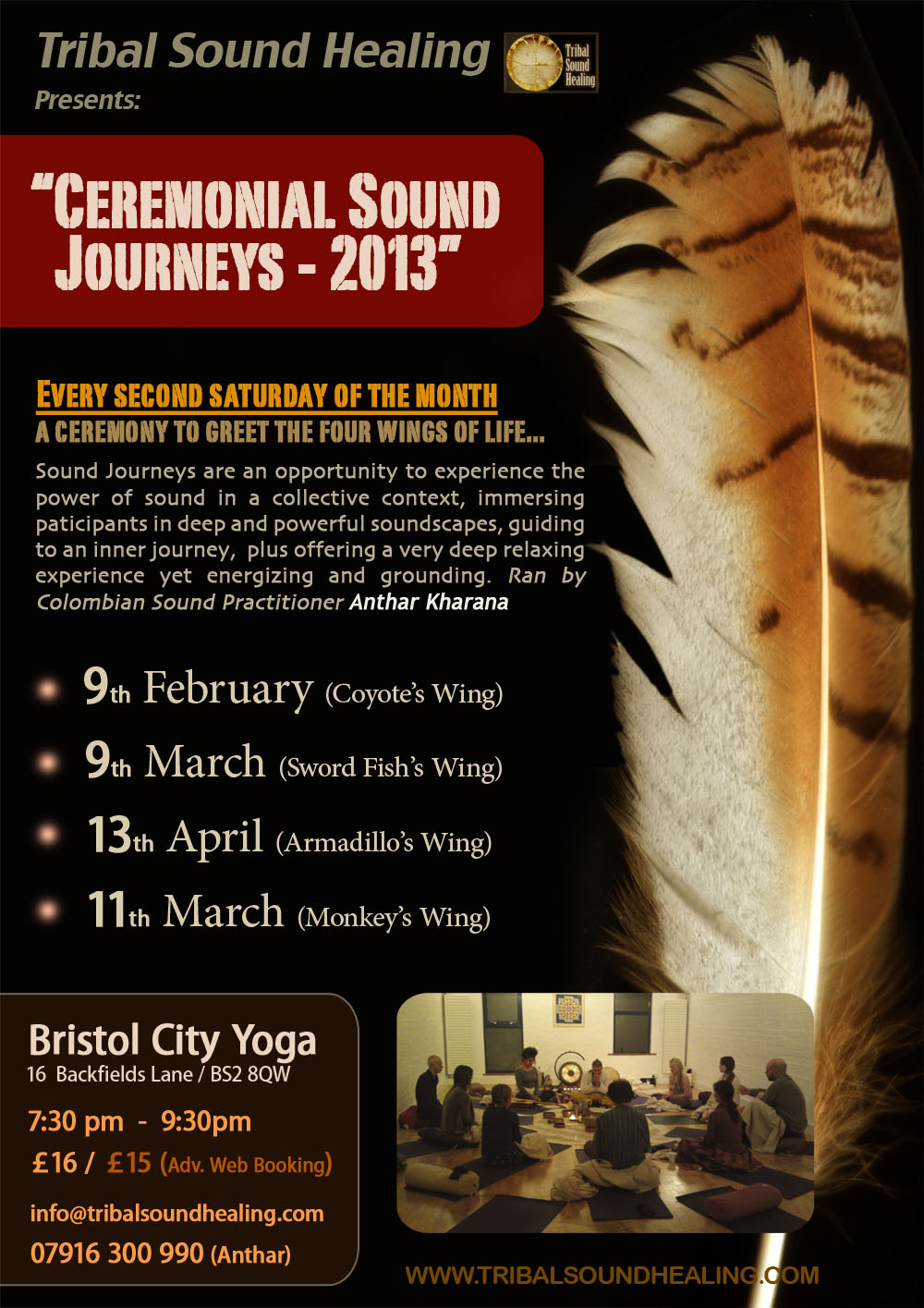Ceremoial Sound Journey @ Bristol City Yoga with Anthar Kharana