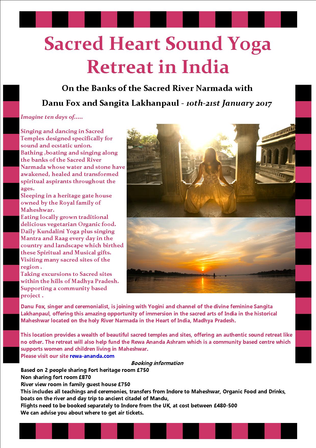 MAHESHWAR - Sacred Heartsound Yoga retreat with Danu Fox and Sangita Lahkanpaul 