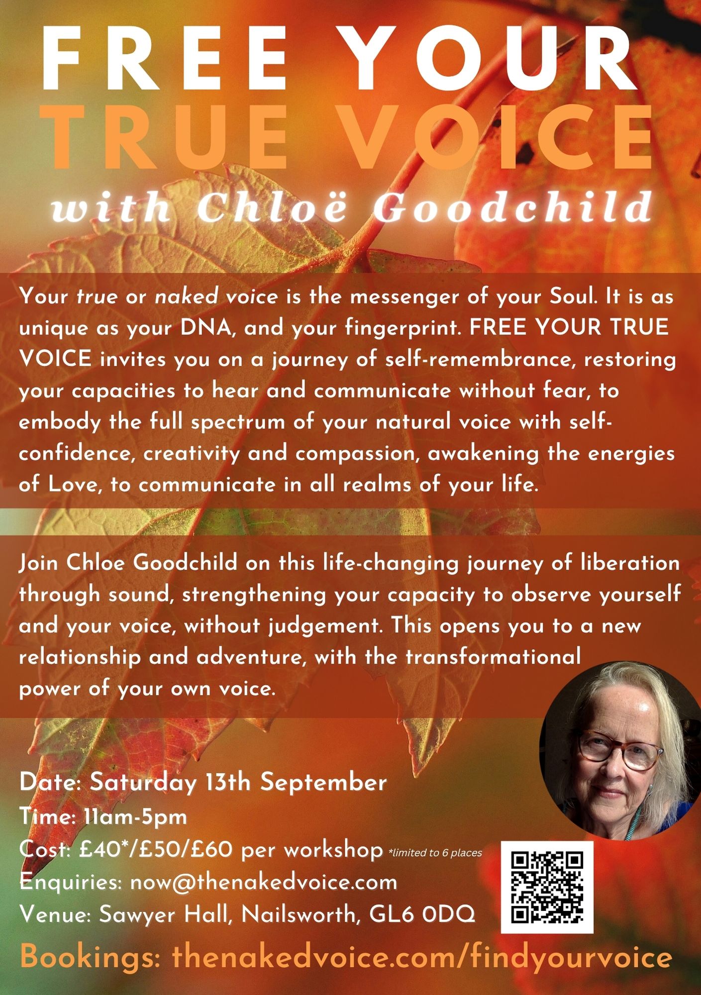 GLOUCESTERSHIRE - Free Your True Voice Workshops with Chloe Goodchild