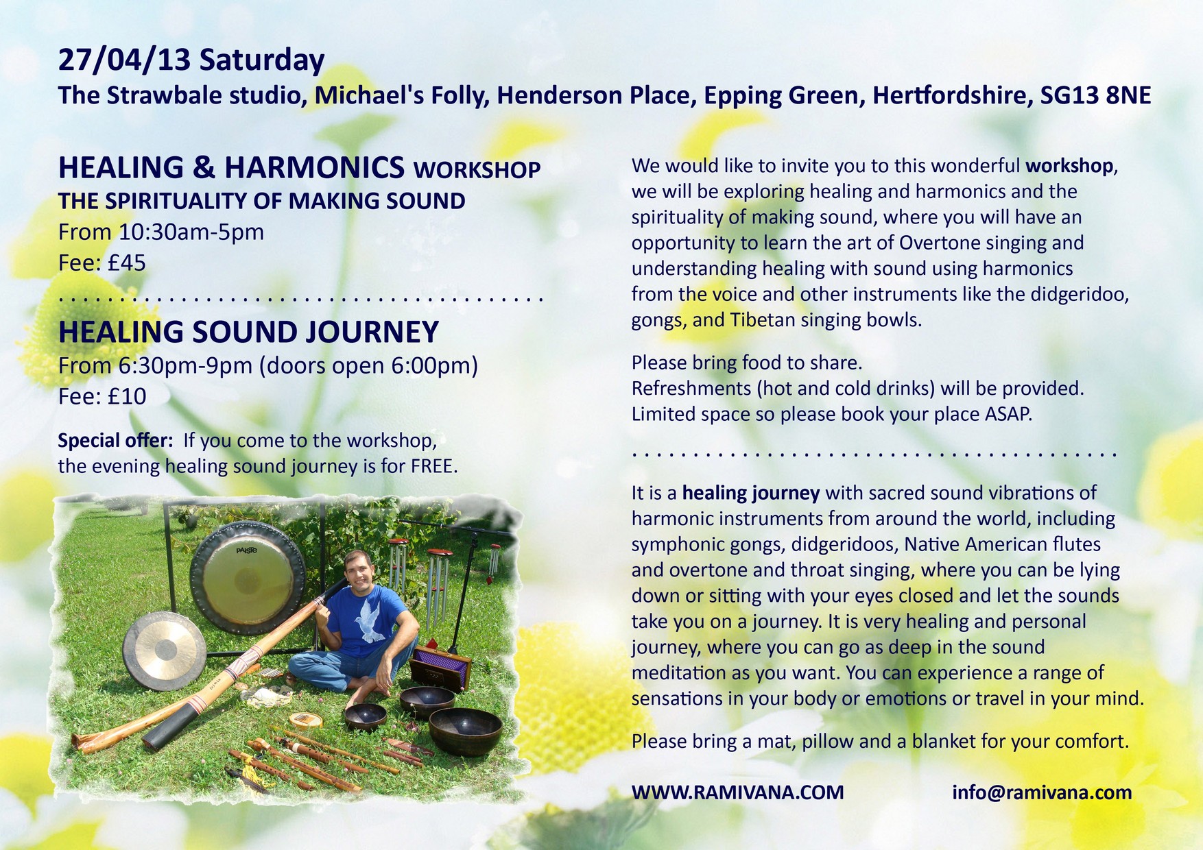 HEALING & HARMONICS WORKSHOP (THE SPIRITUALITY OF MAKING SOUND)