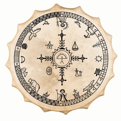 Shaman drum Siberian Saami style - Goat 58 cm